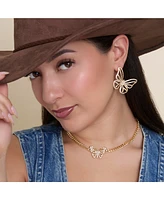 Jessica Simpson Butterfly Pendant Chain Necklace