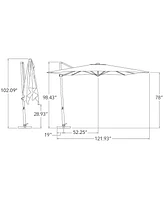 Mondawe 8.6FT Solefin Square Cantilever Umbrella with Cross Bar Stand,Bronze Frame