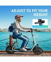 550W Electric Scooter with Seat for Adult, 12 inch Commuter Electric Scooter with Dual Shock Absorbers and Basket