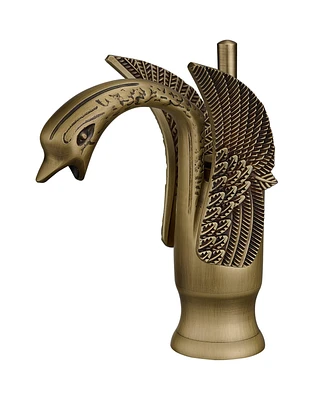 Swan Single Hole Single-Handle Bathroom Faucet And Pop Up Drain & Overflow Cover in Antique Brass