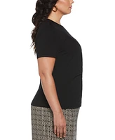 Ella Rafaella Plus Asymmetrical Wrap Short Sleeve Top