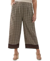 Ella Rafaella Plus Medallion Print Wide Leg Crop Pants
