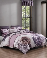 Bebejan Plum Petal Bedding 100% Cotton Sateen 5 Piece King Size Reversible Comforter Set