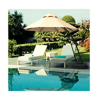 11 Feet Outdoor Cantilever Hanging Umbrella with Base and Wheels