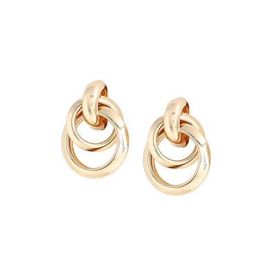 Sohi Women's Gold Twisted Metallic Drop Earrings
