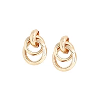 Sohi Women's Gold Twisted Metallic Drop Earrings