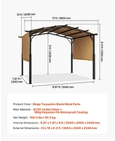 Slickblue Outdoor Retractable Pergola with Canopy Arched Top Metal Patio Pergola