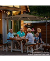 Gymax 10 Ft Offset Patio Umbrella Solar Powered Cantilever w/ 112 Led Lights