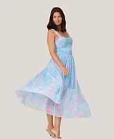 J Mendel Women's Floral Twist Pleated Midi Dress