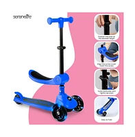 3-Wheel Foldable Kids Scooter - Child Toy Scooter with Built-in Led Wheel Lights, Foldable Seat, and Easy Maneuvering Lean-to-Steer