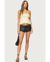 Edikted Women's Seren Ruffle Chiffon Strapless Top