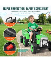 Kids Ride on Tractor 12V Electric Toy Tractor with Trailer Remote Control