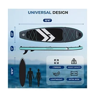 Inflatable Stand-Up Paddle-Board with Double-Action Hand Pump, 3-Piece Aluminum Paddle, Leash, Removable Fin + 2 Side Fins