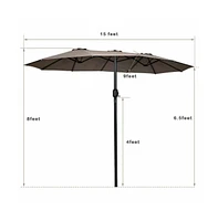 15 Feet Double-Sided Outdoor Patio Umbrella with Crank without Base