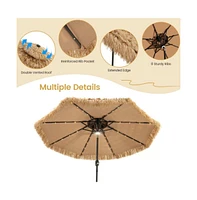 9 Feet Solar Powered Thatched Tiki Patio Umbrella with Led Lights.