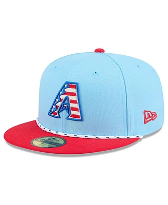 New Era Men's Light Blue/Red Arizona Diamondbacks 2025 Fourth of July 59FIFTY Fitted Hat