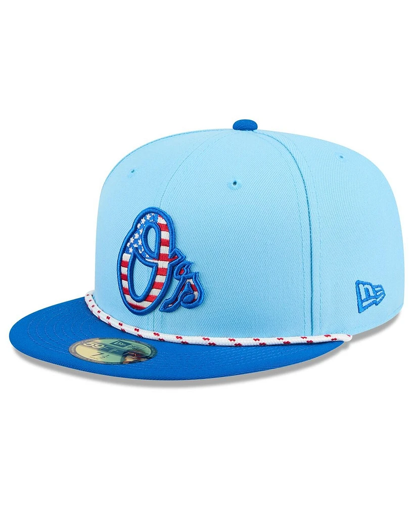 New Era Men's Light Blue/Blue Baltimore Orioles 2025 Fourth of July 59FIFTY Fitted Hat