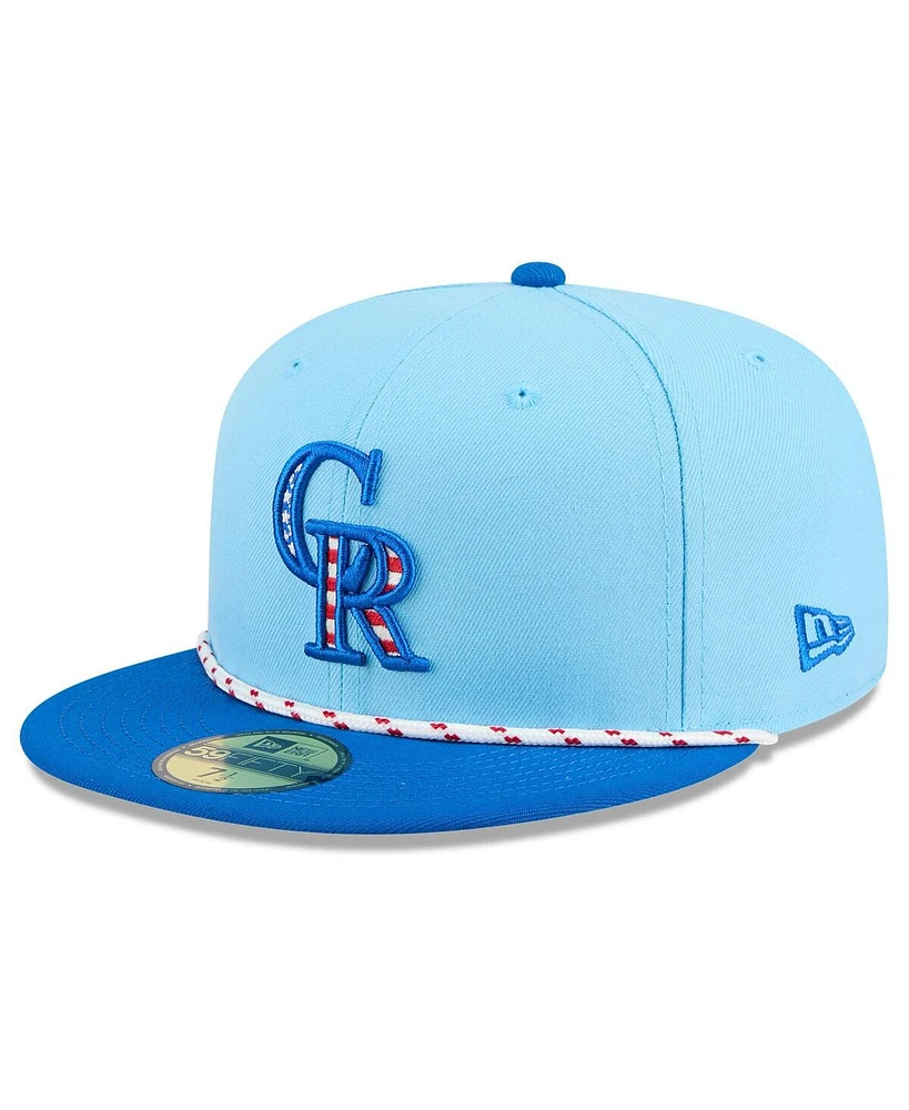 New Era Men's Light Blue/Blue Colorado Rockies 2025 Fourth of July 59FIFTY Fitted Hat