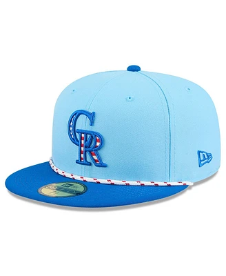 New Era Men's Light Blue/Blue Colorado Rockies 2025 Fourth of July 59FIFTY Fitted Hat