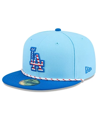 New Era Men's Light Blue/Blue Los Angeles Dodgers 2025 Fourth of July 59FIFTY Fitted Hat
