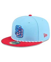 New Era Men's Light Blue/Red San Diego Padres 2025 Fourth of July 59FIFTY Fitted Hat