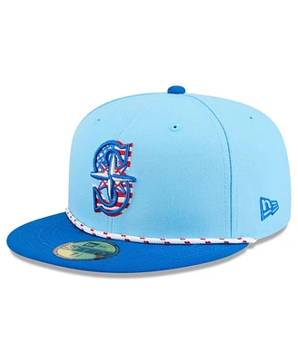 New Era Men's Light Blue/Blue Seattle Mariners 2025 Fourth of July 59FIFTY Fitted Hat