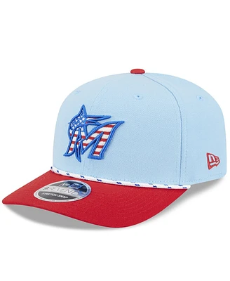 New Era Men's Light Blue/Red Miami Marlins 2025 Fourth of July 9SEVENTY Adjustable Hat