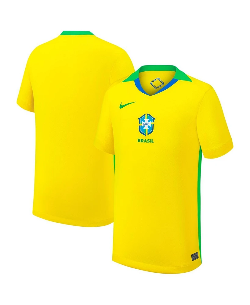 Nike Big Boys and Girls Yellow Brazil Women's National Team 2025/26 Home Replica Jersey