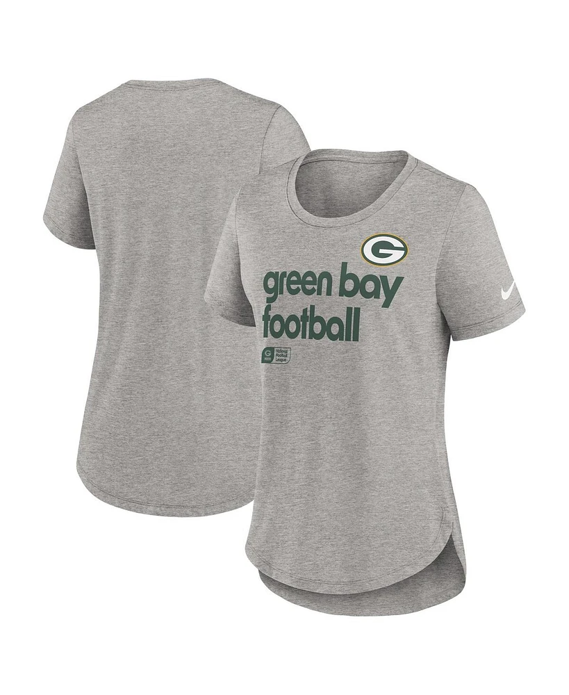 Nike Women's Heather Gray Green Bay Packers Team Shout-Out Tri-Blend T-Shirt