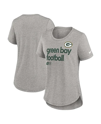 Nike Women's Heather Gray Green Bay Packers Team Shout-Out Tri-Blend T-Shirt