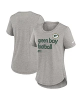 Nike Women's Heather Gray Green Bay Packers Team Shout-Out Tri-Blend T-Shirt