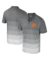 Colosseum Men's Gray Clemson Tigers Striped Mesh Polo Shirt