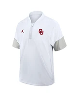Jordan Men's White Oklahoma Sooners 2025 Sideline Coaches Lightweight Short Sleeve Jacket