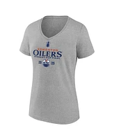 Fanatics Women's Heather Gray Edmonton Oilers 2025 Stanley Cup Final Roster V-Neck T-Shirt