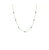 by Adina Eden Multi Emerald Gemstone Baguette Necklace 14K