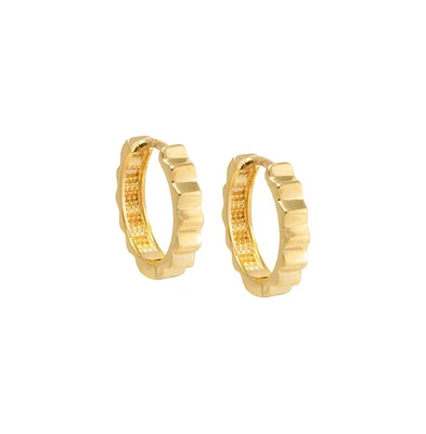 by Adina Eden Solid Indented Thin Huggie Earring 14K