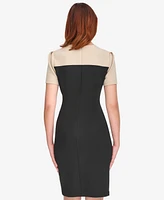 Tommy Hilfiger Women's Colorblocked Asymmetrical-Hem Sheath Dress