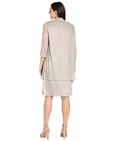 R & M Richards Women's Metallic Crinkle 2-Pc. Dress