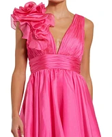 Mac Duggal Women's Ruffle V Neck Fit & Flare Mini Dress
