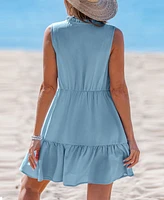 Cupshe Women's Breezy Tiered Sleeveless Sundress with Tie Neck