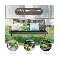 2-Person Rattan Hanging Porch Swing Chair