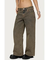 Edikted Women's Zahra Mud Wash Low Rise Jeans