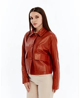 Furniq Uk Women's Cropped Leather Jacket, Created for Macy's