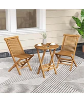 Costway Patio Chairs Set of with Slatted Seat & Backrest No Assembly Needed for Poolside