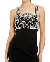 Mac Duggal Women's Wide Strap Embellished Top Midi Dress