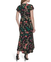Tommy Hilfiger Women's Jersey Printed Flutter-Sleeve Midi Dress