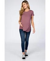 Pinkblush Mauve Layered Wrap Front Maternity Nursing Top