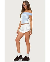 Edikted Women's Deni Off Shoulder Striped Knit Top