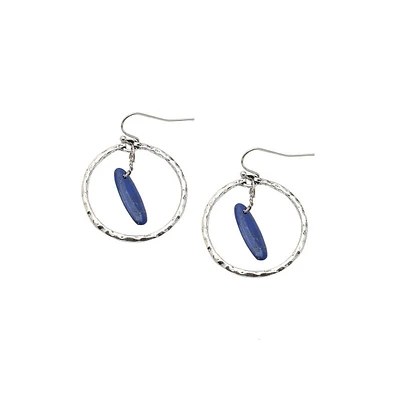 Sohi Women's Silver Circular Drop Earrings