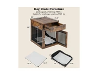 2-In-1 Dog House with Drawer and Wired Wireless Charging